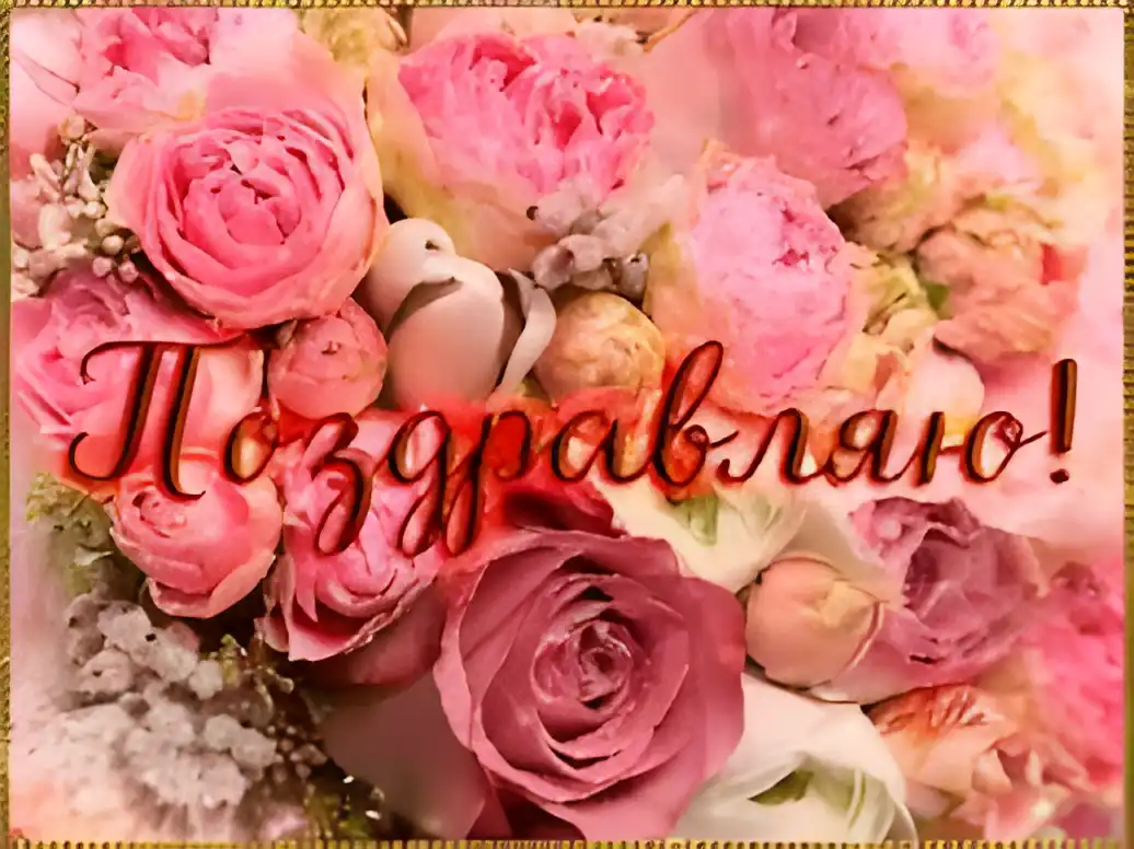 Открытка Поздравляю - Розовые розы: Красивая поздравительная открытка | Красивая открытка #129
