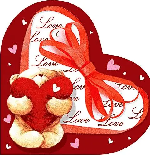 Открытка 14 февраля День влюблённых - Открытка с мишкой и надписью Love | Красивая открытка #111