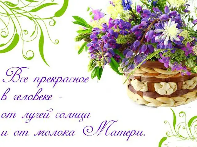 Открытка Для мамы - Открытка с луговыми цветами в плетеной корзине | Красивая открытка #15