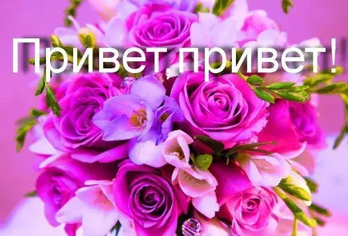 Открытка Привет - Букет фиалок и роз: открытка с цветами | Красивая открытка #296