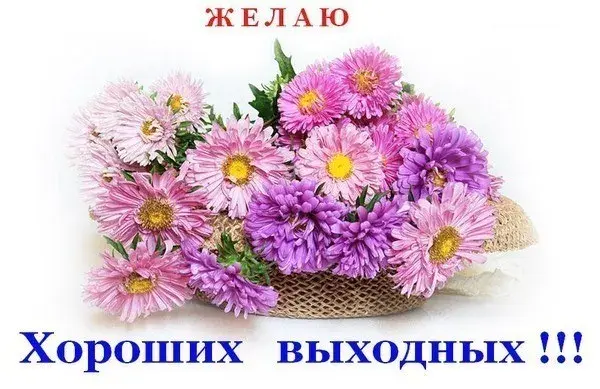Открытка Хороших выходных - Открытка с фиалками в плетеной корзине | Красивая открытка #3
