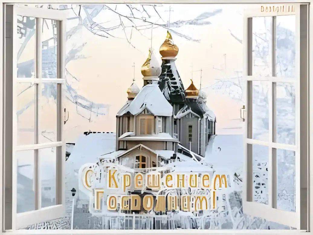 Открытка Открытки с Крещением Господним - Заснеженная церковь: открытка с Рождеством | Красивая открытка #165