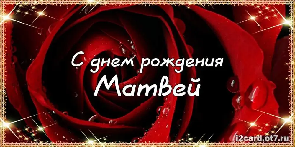 Открытка открытки с именем Матвей  - Открытка с красной розой  С днем рождения | Красивая открытка #150