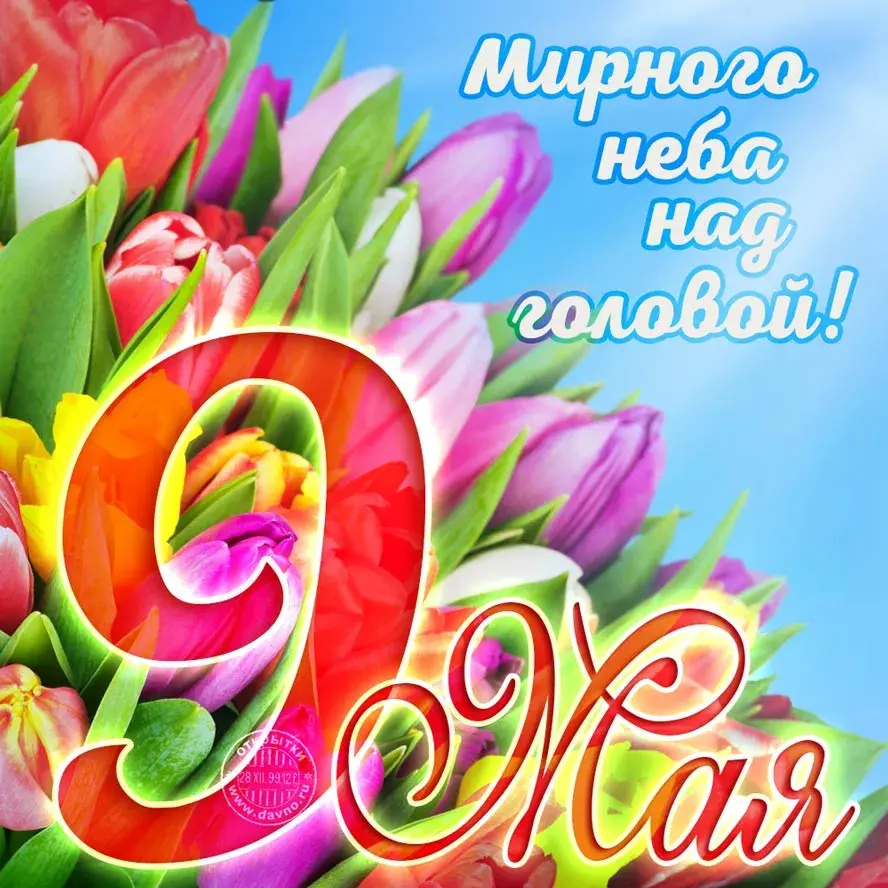 Открытка 9 мая - Открытка с цифрой 9 и цветами | Красивая открытка #5
