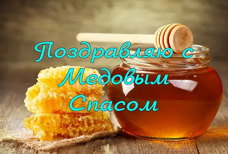 Открытка Медовый спас - Мед, соты и ложка: праздничная открытка | Красивая открытка #380