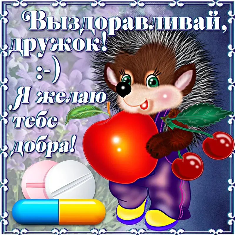 Открытка Выздоравливай - Енот с клубникой и ягодками  открытка с сюрпризом! | Красивая открытка #26