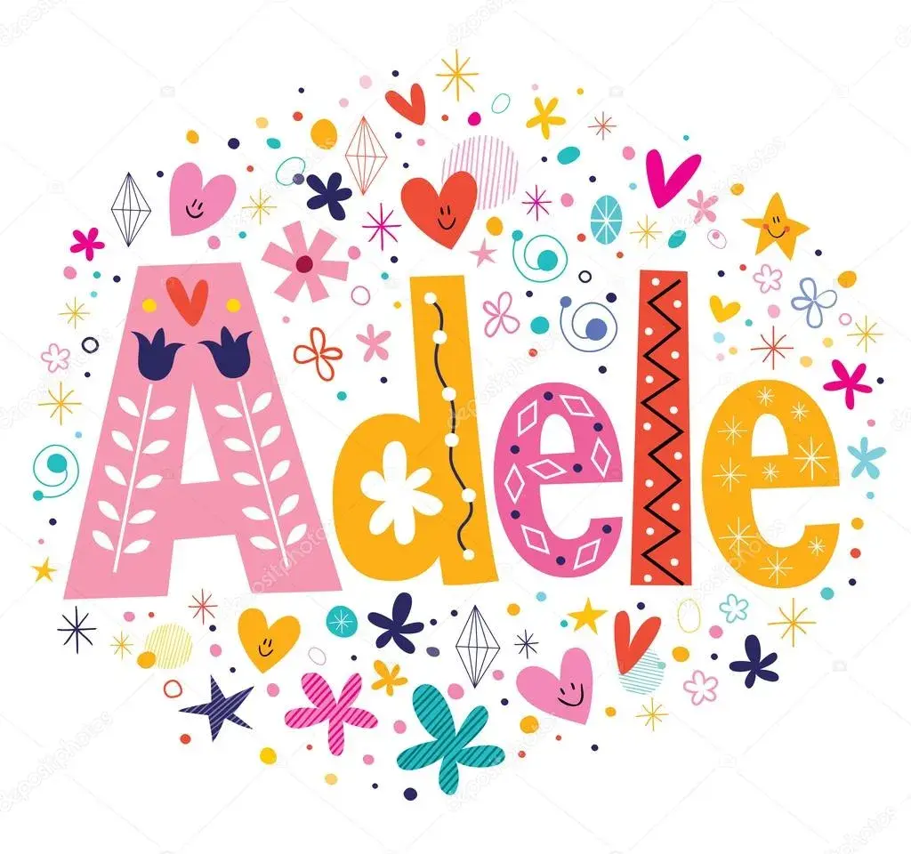 Открытка Открытки с именем Адель - Открытка с надписью «Adele» в ярких цветах и забавных элементах | Красивая открытка #8